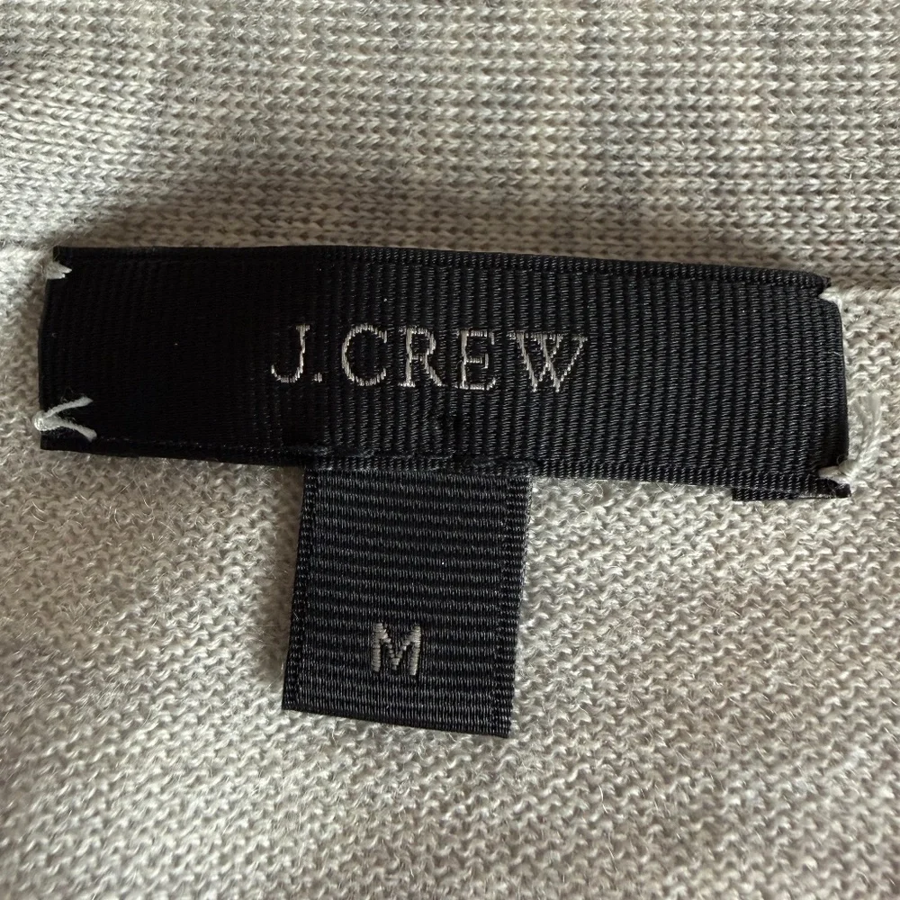 J.Crew 100% Merino Wool Gray Cardigan Embellished Pockets Size M